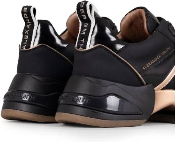 Alexander Smith Zwarte Plateau Sneakers met Gouden Details Black Dames