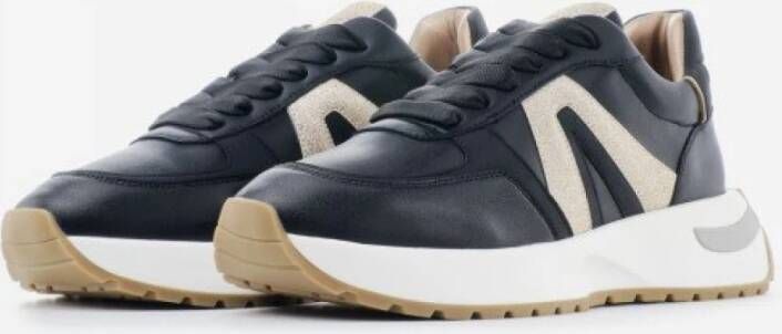 Alexander Smith Zwarte Polyester Sneaker met Gouden Details Black Dames