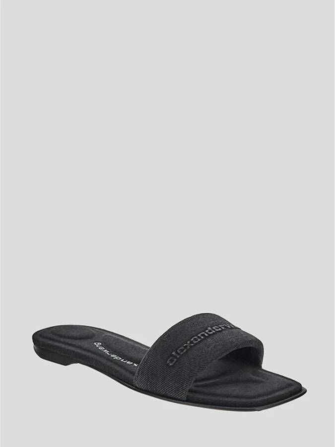 alexander wang Denim Logo Slide Sandalen Gray Dames