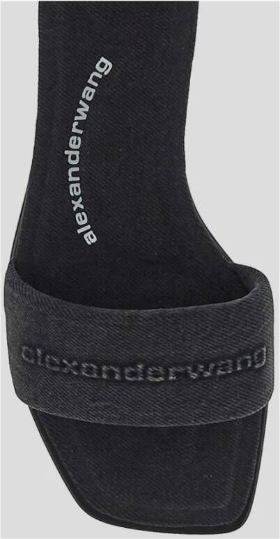 alexander wang Denim Logo Slide Sandalen Gray Dames