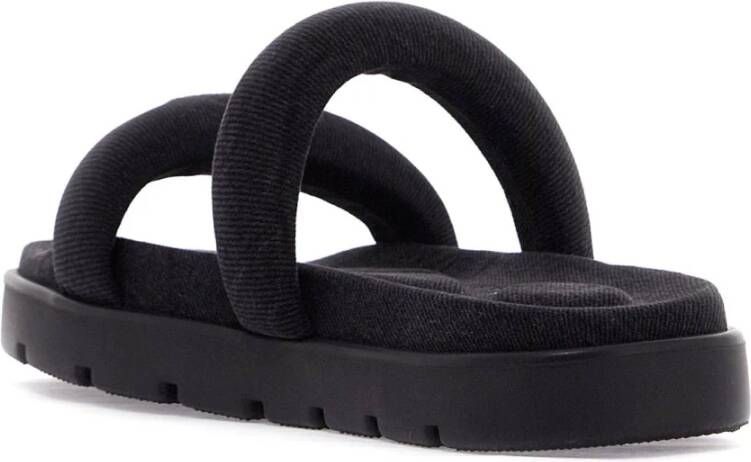 alexander wang Denim Slide Sandalen met Tubulaire Banden Black Dames