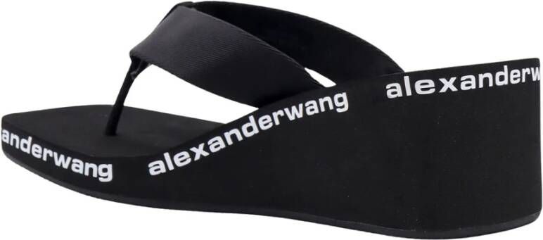 alexander wang Zwarte Sandalen met Logo en Vierkante Neus Black Dames