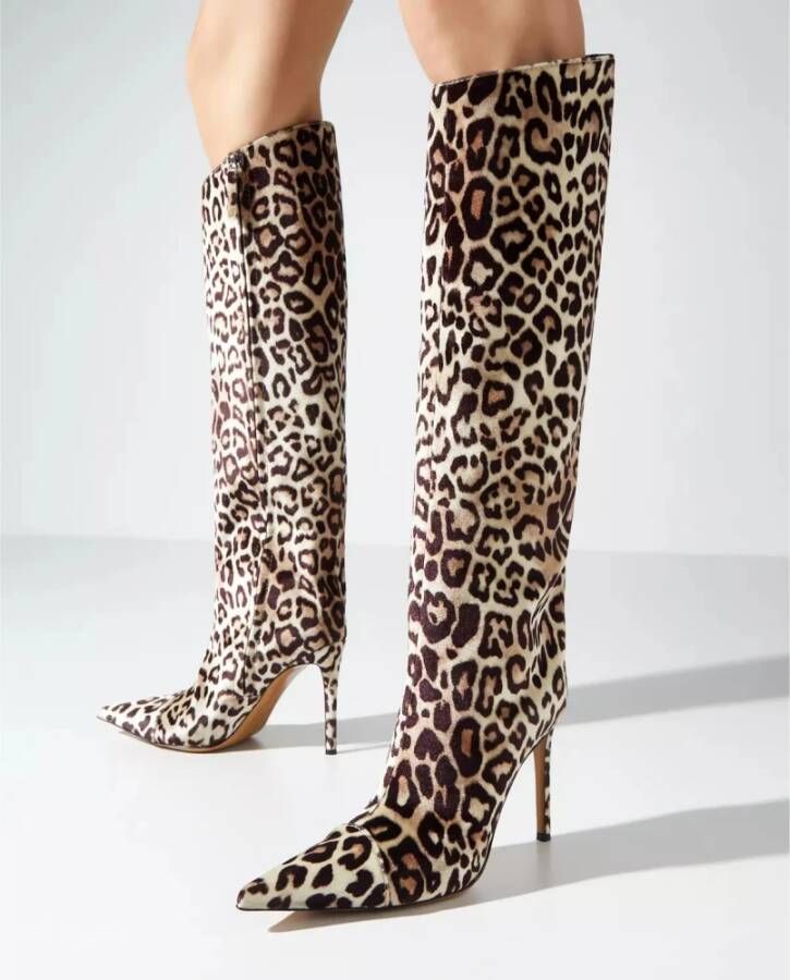 Alexandre Vauthier Luipaardprint Leren Laarzen Brown Dames