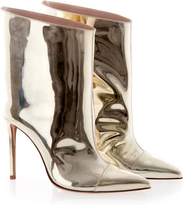 Alexandre Vauthier Platinum Tronchetto Elegant High Heel Boots Yellow Dames