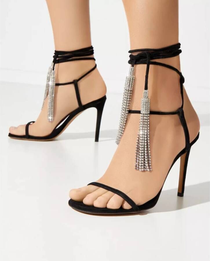 Alexandre Vauthier Zwarte kristalsandalen met kwastjes Black Dames