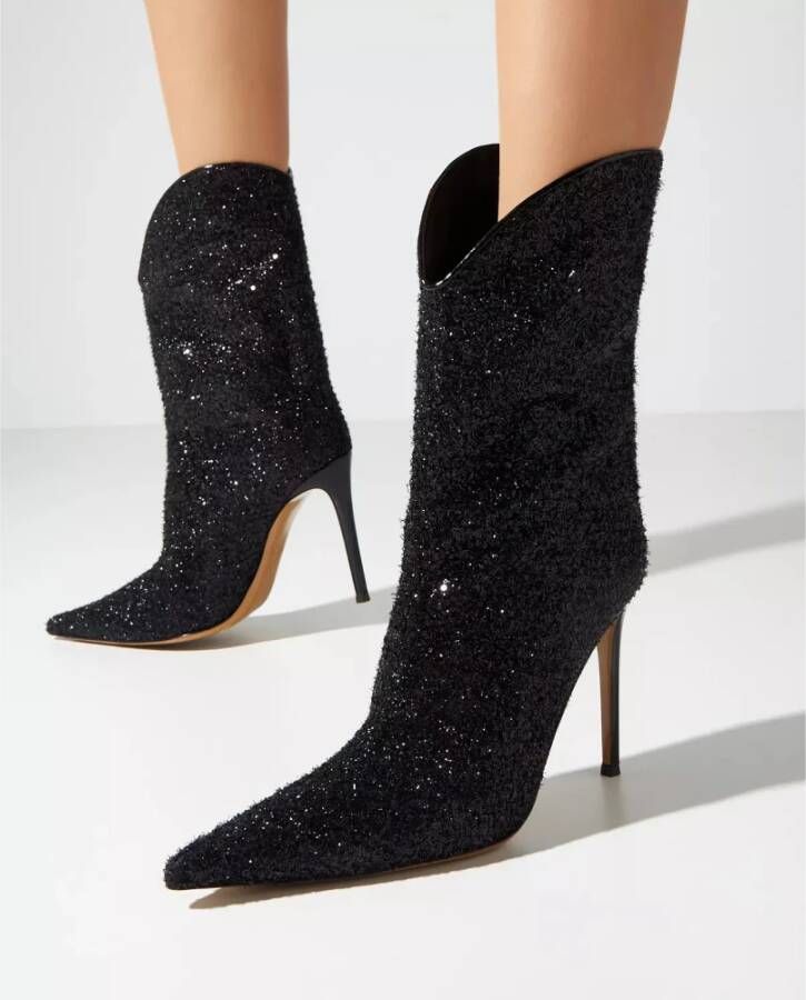 Alexandre Vauthier Zwarte tweed stiletto enkellaarsjes Black Dames