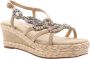 Alma en Pena Glitter Sleehak Sandaal met Vlechtdetail Beige Dames - Thumbnail 47