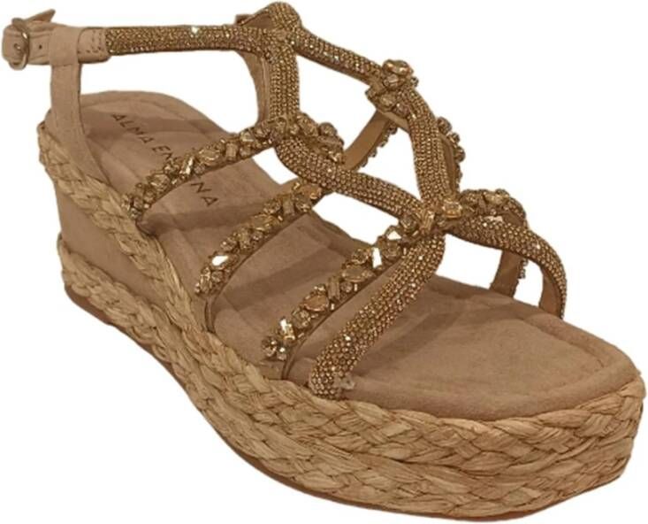 Alma en Pena Beige Casual Dames Sandalen Hennepzool Beige Dames