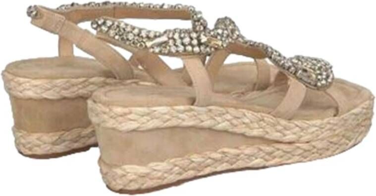 Alma en Pena Beige Casual Damessandalen met Hemp Sole Beige Dames