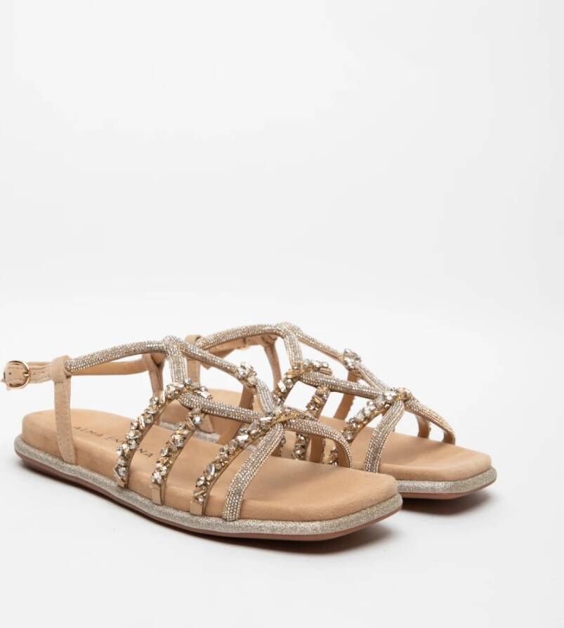 Alma en Pena Beige Strass Sandalen Beige Dames