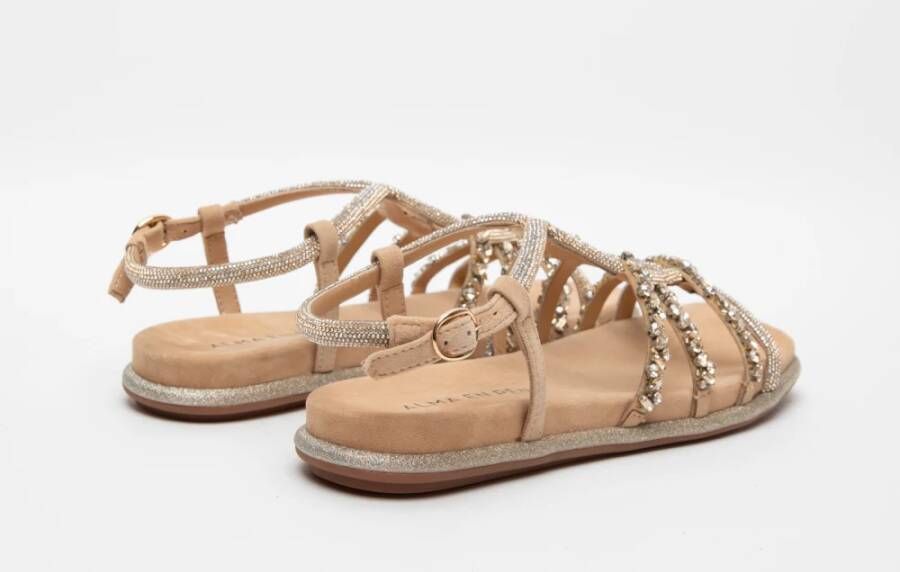 Alma en Pena Beige Strass Sandalen Beige Dames