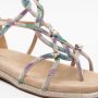 Alma en Pena Beige Strass Sandalen met Gevlochten Banden Multicolor Dames - Thumbnail 6