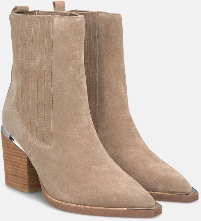 Alma en Pena Block Heel Enkellaars Beige Dames