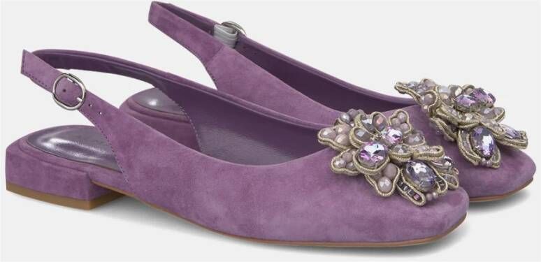 Alma en Pena Bloemen platte schoen Purple Dames