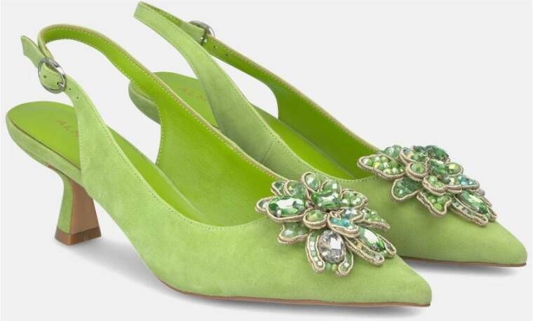 Alma en Pena Bloemversierde hakken pumps Green Dames