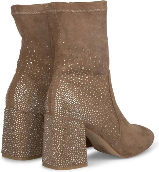 Alma en Pena Blokhak enkellaarsje met strass Beige Dames