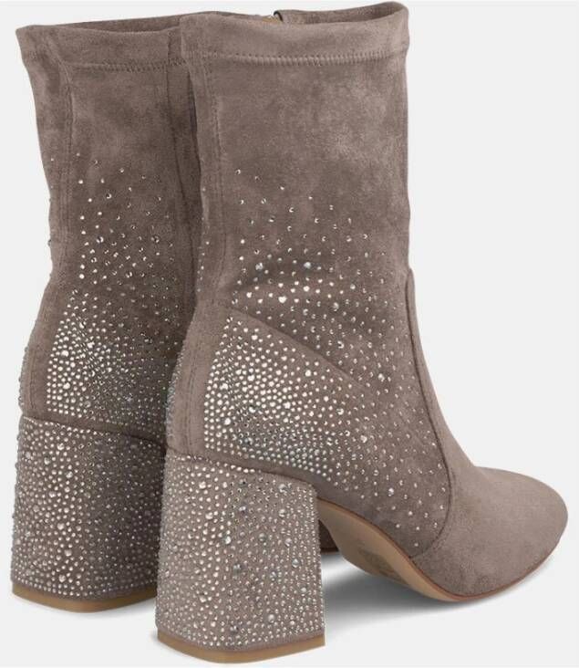 Alma en Pena Blokhak enkellaarsje met strass Brown Dames