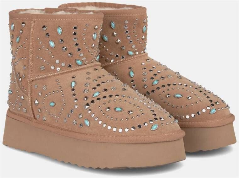 Alma en Pena Bont bootie met studs Beige Dames