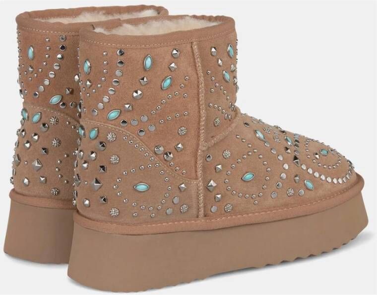 Alma en Pena Bont bootie met studs Beige Dames