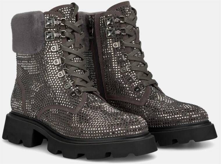 Alma en Pena Bontgevoerde veterschoenen Gray Dames