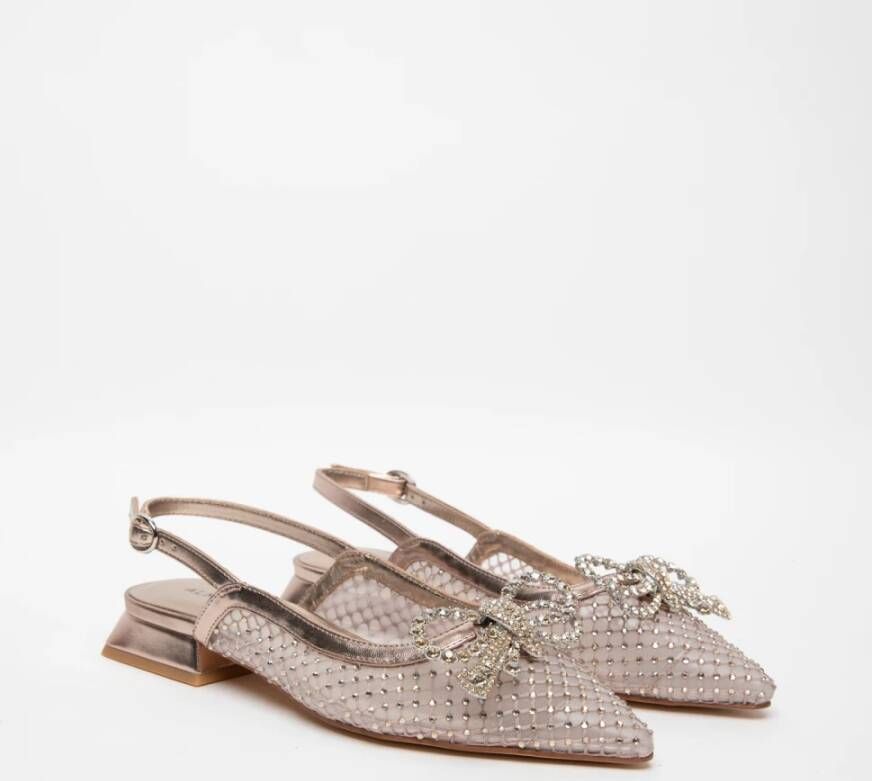 Alma en Pena Bronzen Strass Sandalen met Strik Brown Dames