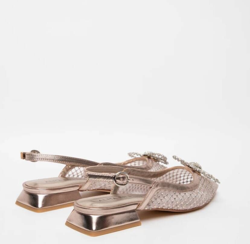 Alma en Pena Bronzen Strass Sandalen met Strik Brown Dames