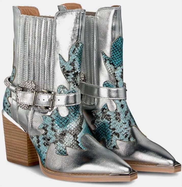 Alma en Pena Cowboy Bootie met geborduurde schacht Blue Dames