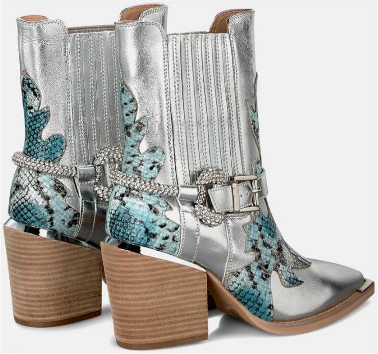 Alma en Pena Cowboy Bootie met geborduurde schacht Blue Dames