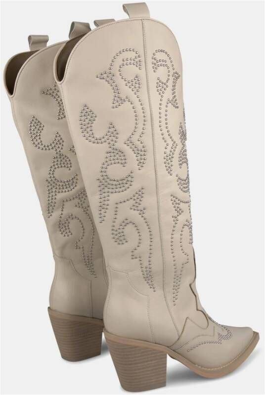 Alma en Pena Cowboylaars met hak Beige Dames