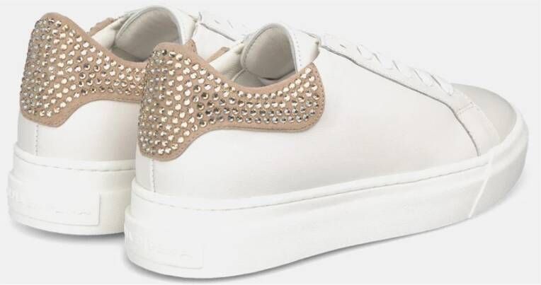 Alma en Pena Dames Leren Sneaker met Strass Detail White Dames