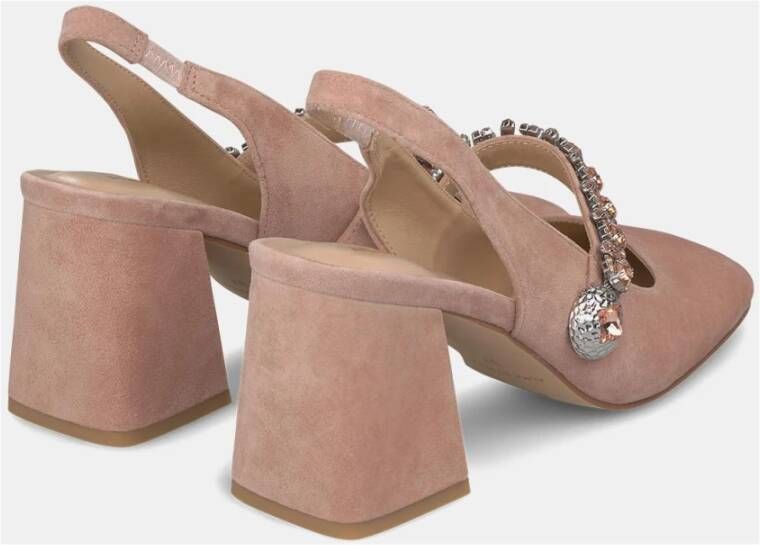 Alma en Pena Dames schoenen met vierkante hak en strass detail Pink Dames