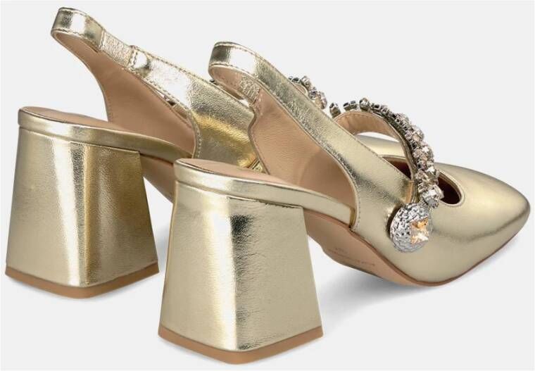 Alma en Pena Dames schoenen met vierkante hak en strass detail Yellow Dames