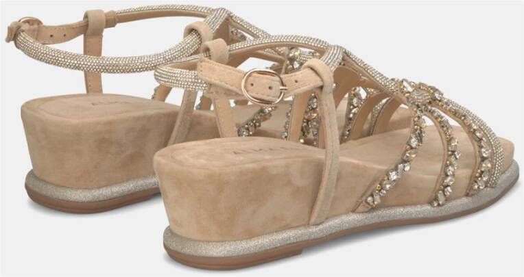 Alma en Pena Elegante Interlaced Sandaal met Strass Detail Beige Dames