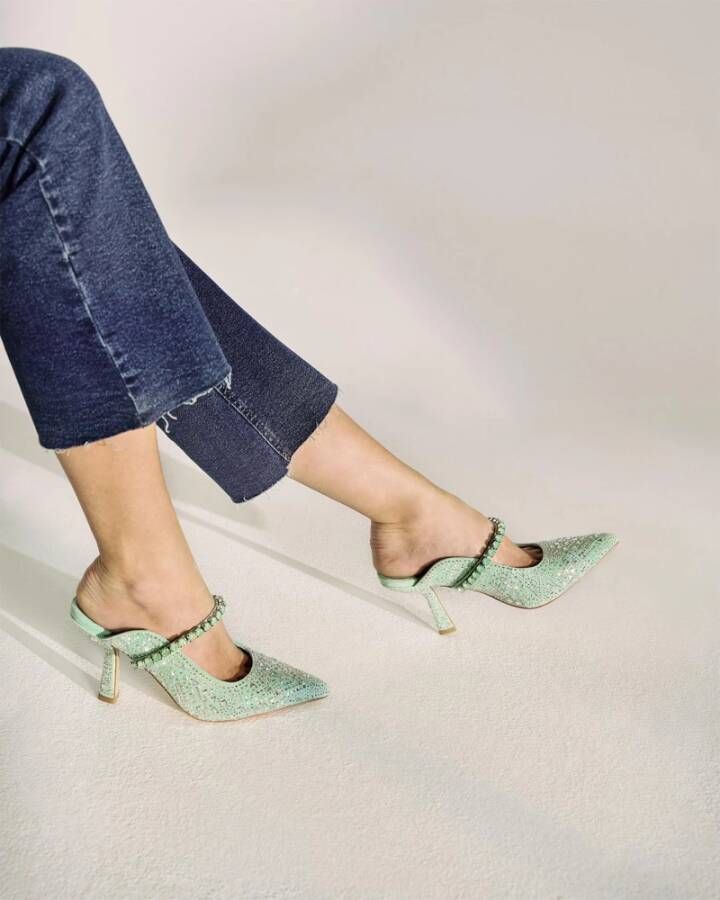 Alma en Pena Elegante Slingback Schoen met Strass Detail Green Dames