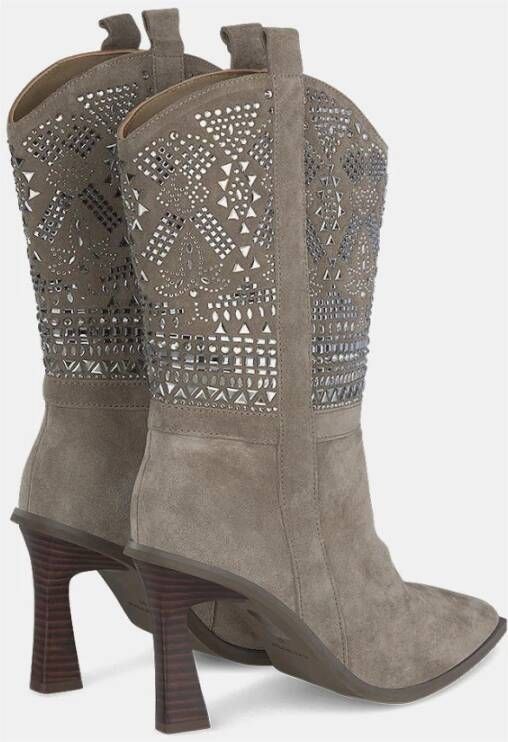 Alma en Pena Enkellaars hak met strass details Gray Dames