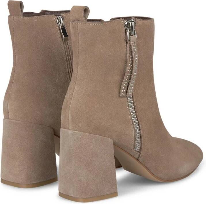 Alma en Pena Enkellaars met blokhak en rits Beige Dames