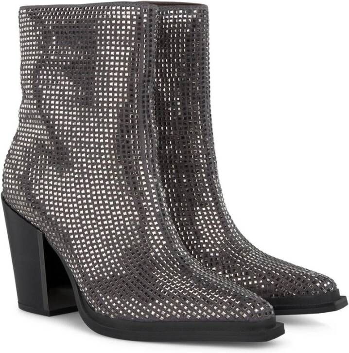 Alma en Pena Enkellaars met hak bedekt met strass Gray Dames