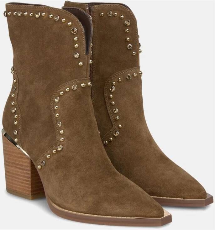 Alma en Pena Enkellaars met split en studs Brown Dames