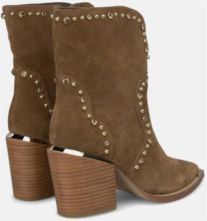 Alma en Pena Enkellaars met split en studs Brown Dames