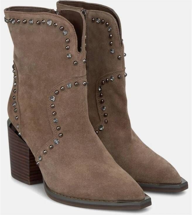 Alma en Pena Enkellaars met split en studs Brown Dames