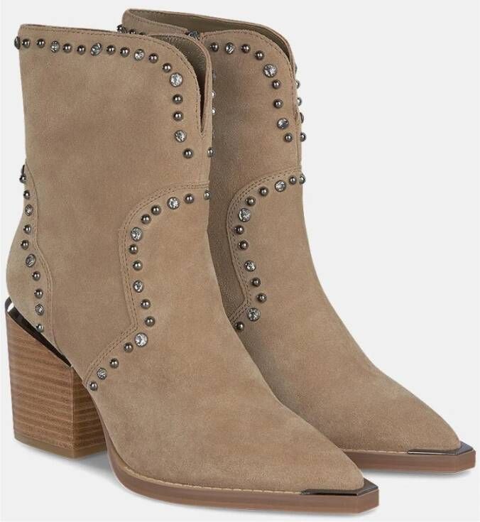 Alma en Pena Enkellaars met split en studs Brown Dames