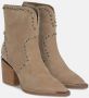 Alma en Pena Beige Suède Cowboylaars met 8 cm Rubberen Zool Beige Dames - Thumbnail 5