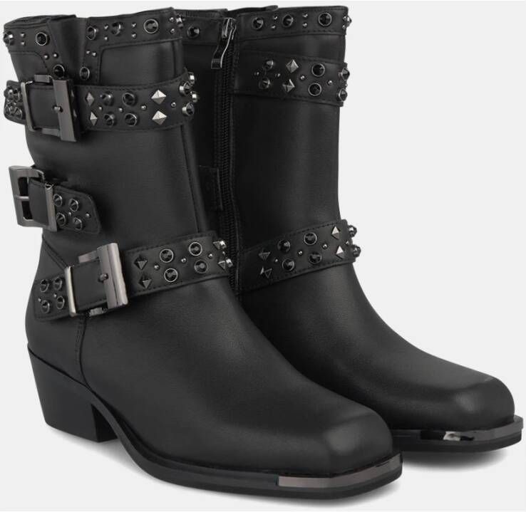 Alma en Pena Enkellaars met studs en gespen Black Dames