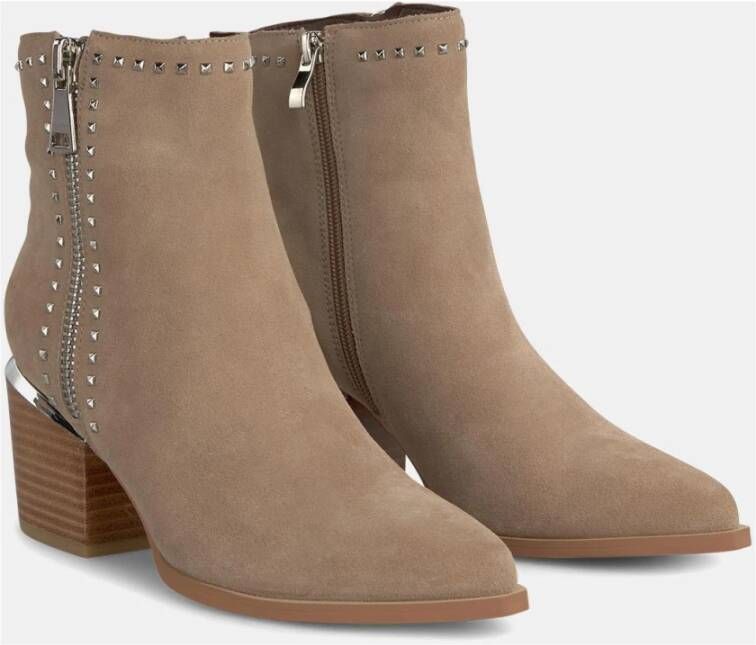 Alma en Pena Enkellaarsjes met ritssluiting aan de hiel Beige Dames