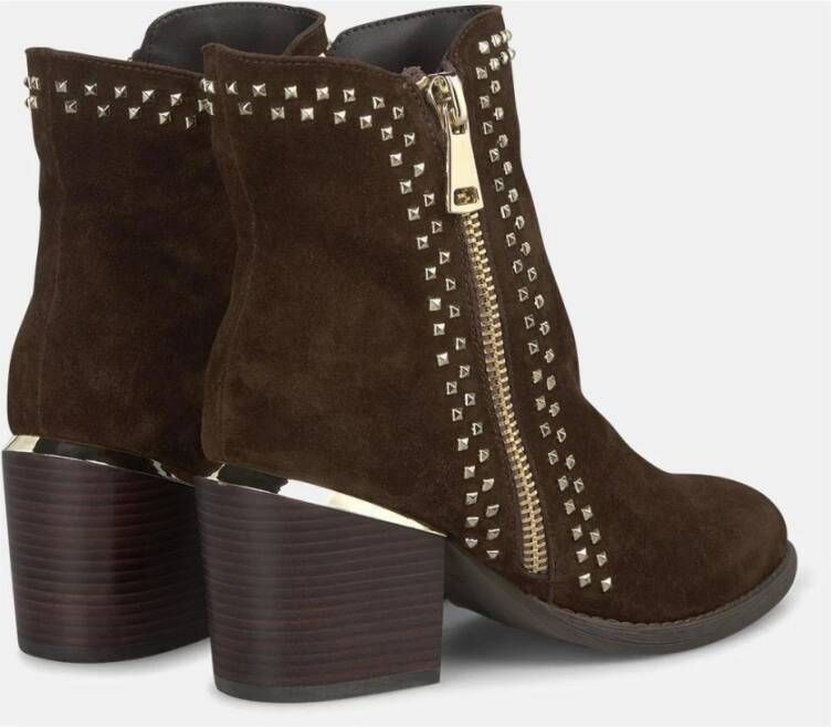 Alma en Pena Enkellaarsjes studs ritssluiting Brown Dames