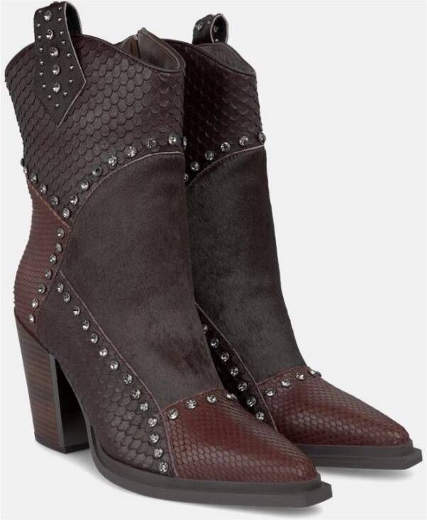 Alma en Pena Enkellaarzen met studs en details Brown Dames