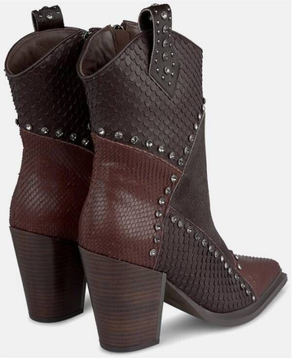 Alma en Pena Enkellaarzen met studs en details Brown Dames