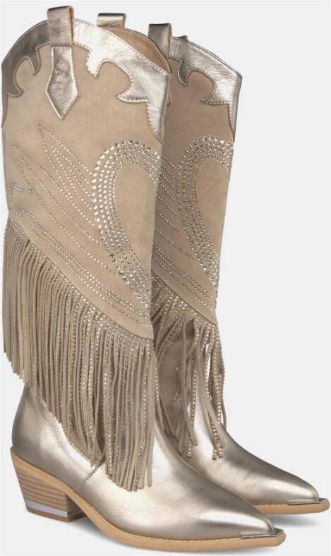 Alma en Pena Fonkelende Fringed Cowboy Laarzen Brown Dames