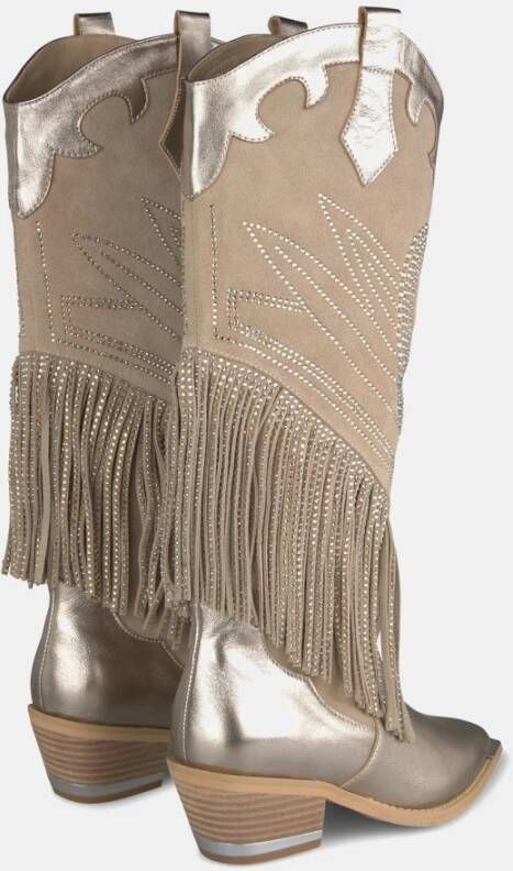 Alma en Pena Fonkelende Fringed Cowboy Laarzen Brown Dames