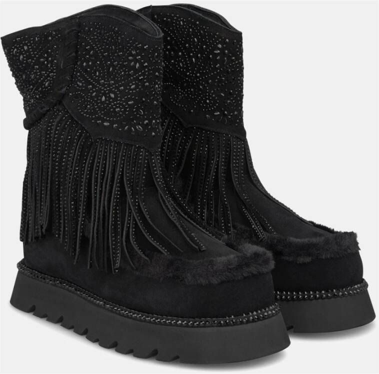 Alma en Pena Fringe bootie voor vrouwen Black Dames